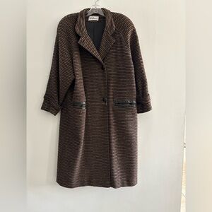 Raffinati Women’s Vintage Tiger Striped Brown Striped Wool Trench Coat